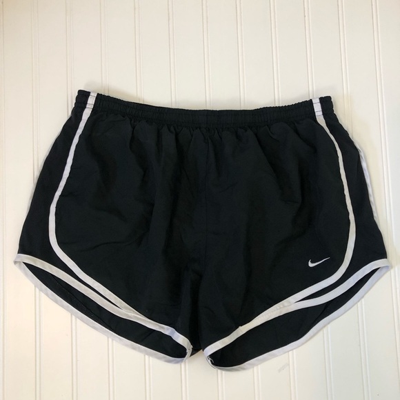 Nike Women's Black Tempo Running Shorts White Trim Brief Lined size Large - Picture 3 of 13